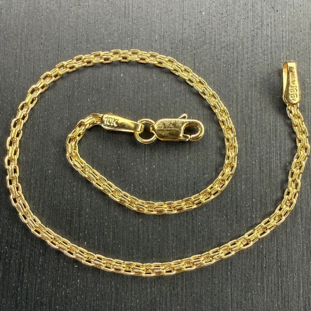 Solid 10k Italian Yellow Gold Bizmark Bracelet 6.5" Long 2mm Wide